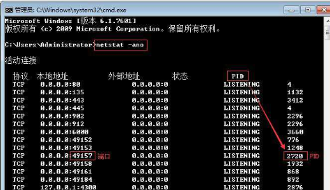 win7设置查看端口占用情况方法
