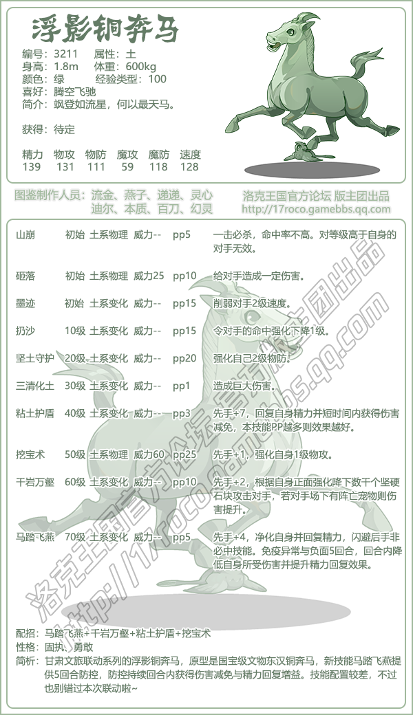 《洛克王国》浮影铜奔马性格技能搭配攻略介绍